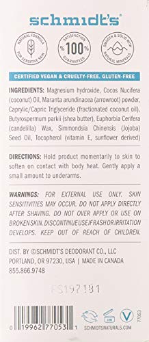 Schmidt's Natural Deodorant for Sensitive Skin - Fragrance-Free, 3.25 ounces. Stick for Women and Men