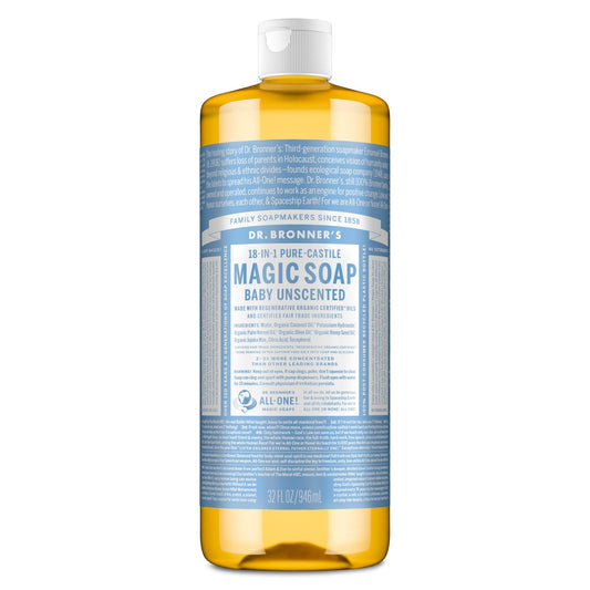 Dr. Bronner’s - Pure-Castile Liquid Soap (Baby Unscented, 32 Ounce)