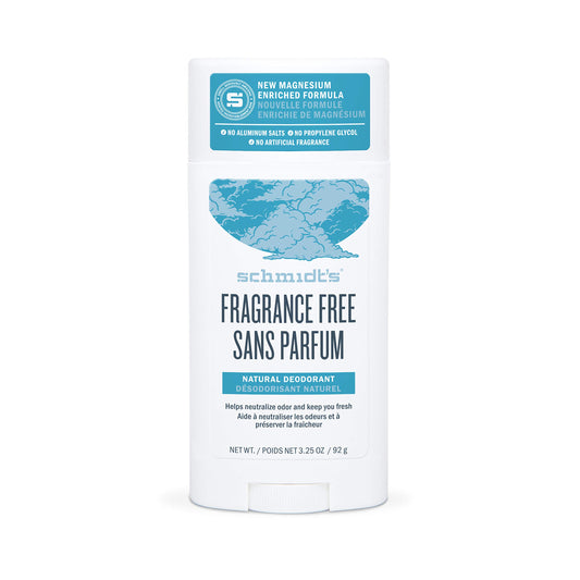 Schmidt's Deodorant, Deodorant Stick Fragrance Free, 3.25 Ounce